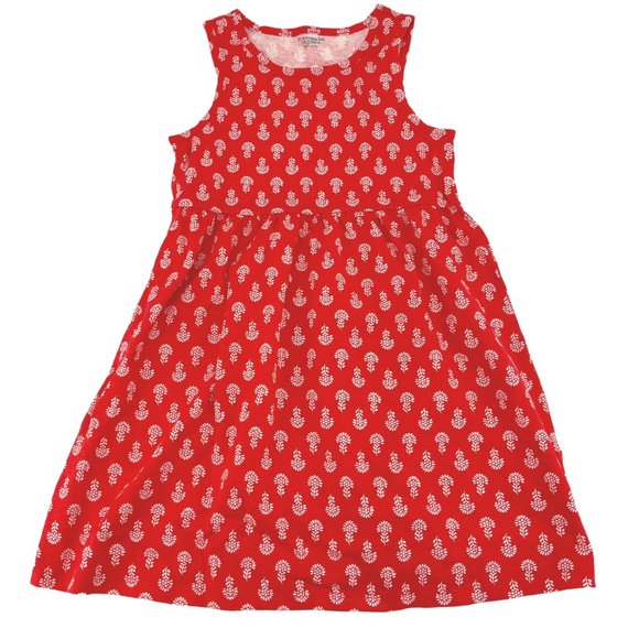 Toughskins | Girl's Fit and Flare Dress | Orange Floral | Large - Picture 1 of 2